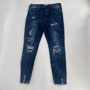 Mudd High Rise Ankle Skinny Raw Hem Distressed Jeans Size 13 Women’s